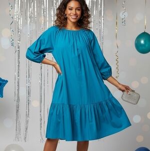 INC Blue Puff Sleeve Midi Sundress.This Dress Is So Cute!